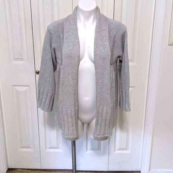 Women's "Mix It" Brand Cotton Open Heather Grey Cardigan Sweater - Picture 1 of 13